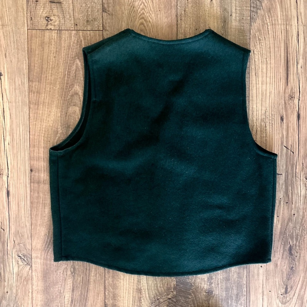 Orvis Wool Vest Men's Large Forest Green Snap Front Utility Pockets Winter Wear - Picture 5 of 5